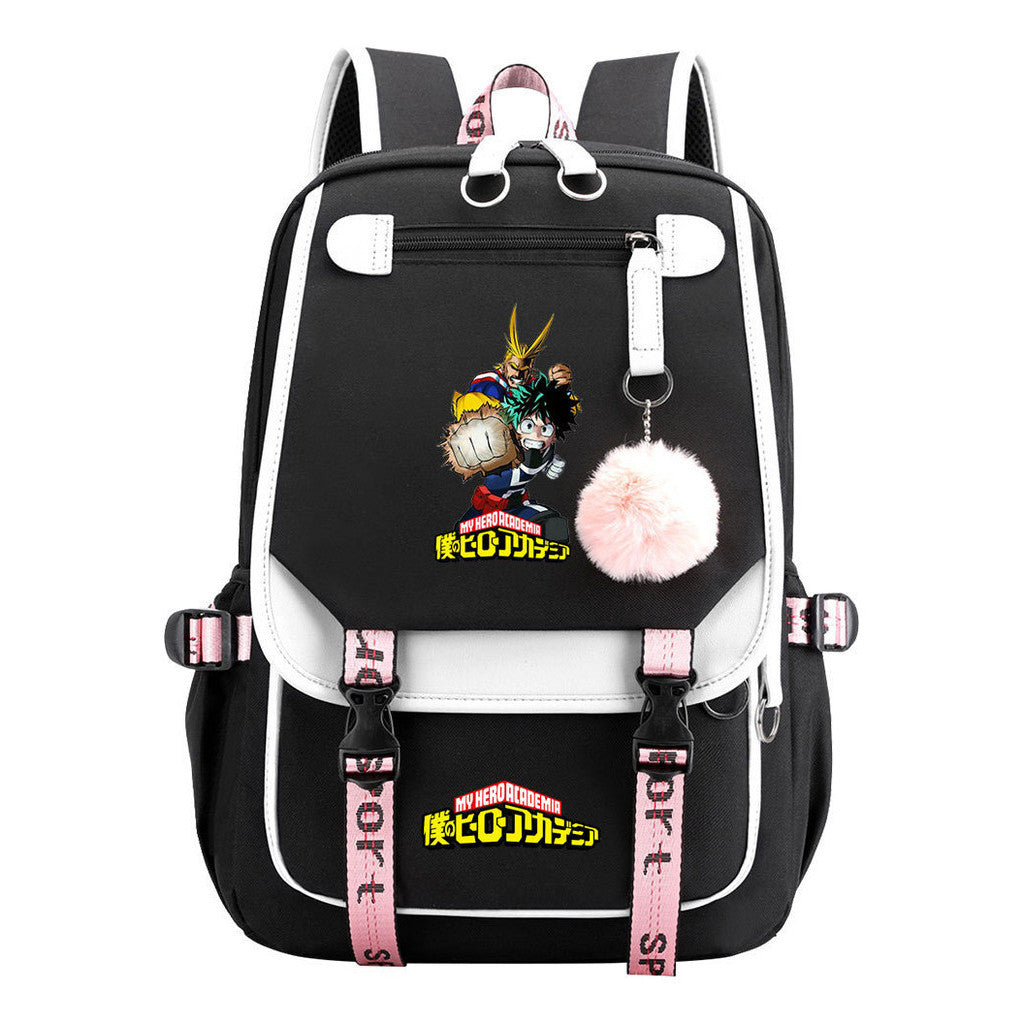 My Heroes Academy Usb Youth Student Backpack With Casual Woven Strap Flip Back Backpack