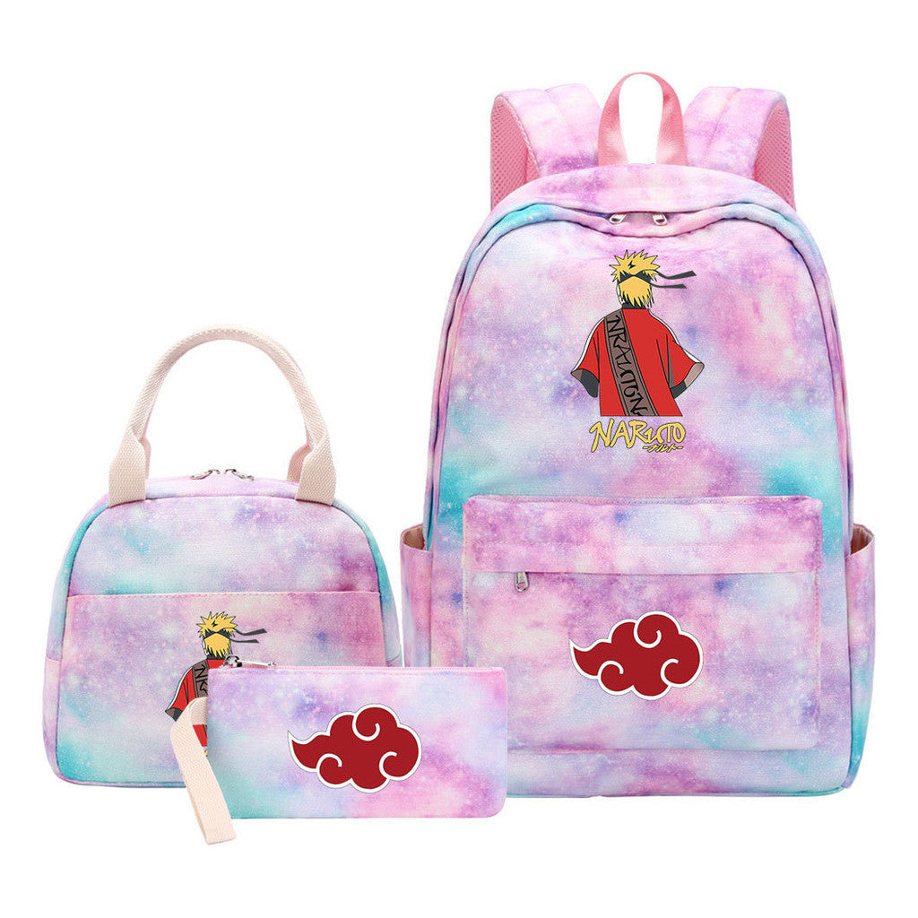 Naruto Teenage Student Girls School Bag Lunch Bag Three Piece Set Backpack Set