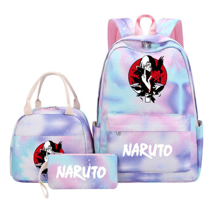 Naruto Student Girl Backpack Lunch Bag Three Piece Set Backpack Set