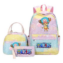 Cartoon Manga Pirate Wang Qing Student Girls School Bag Lunch Bag Three Piece Set Backpack Set