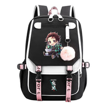 Japanese Cartoon Fashion Usb Youth Student Backpack With Casual Woven Strap Flip Back Backpack