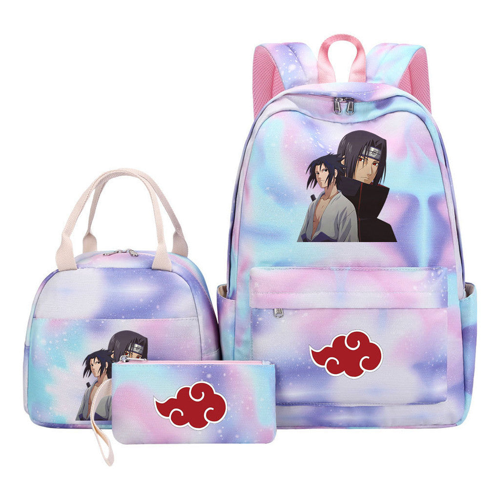 Naruto Teenage Student Girls School Bag Lunch Bag Three Piece Set Backpack Set