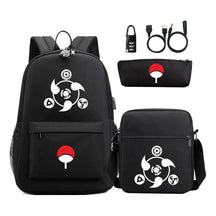Naruto Usb Password Lock Student Backpack Three Piece Set Backpack Set