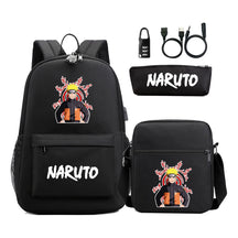 Naruto Usb Password Lock Youth Student Backpack Three Piece Set For Men And Women Backpack Set