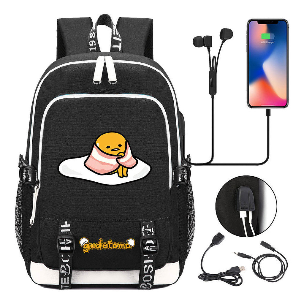 Comic Egg Yolk Lazy Egg Teenage Student Backpack Usb Boys And Girls Casual Backpack