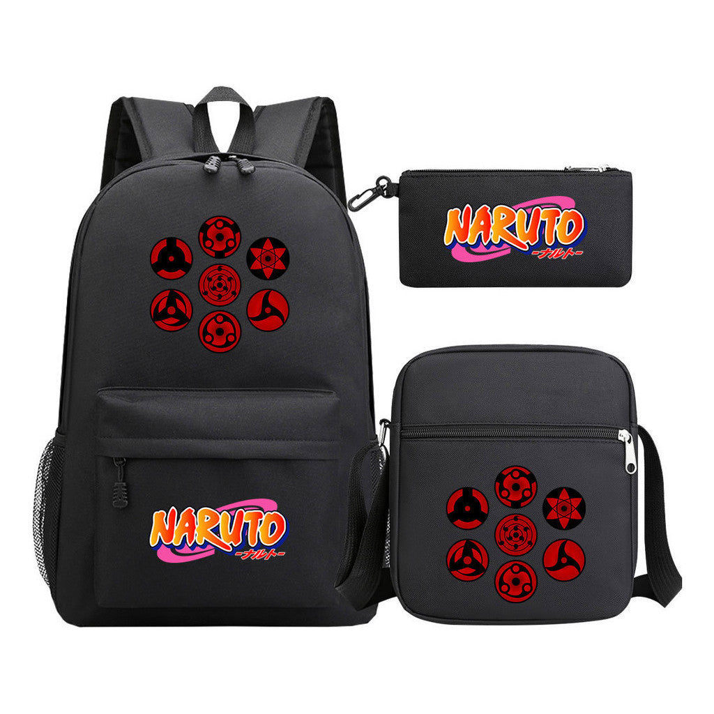 Anime Naruto Starry Sky Student School Bag Three Piece Set For Men And Women Backpack Set