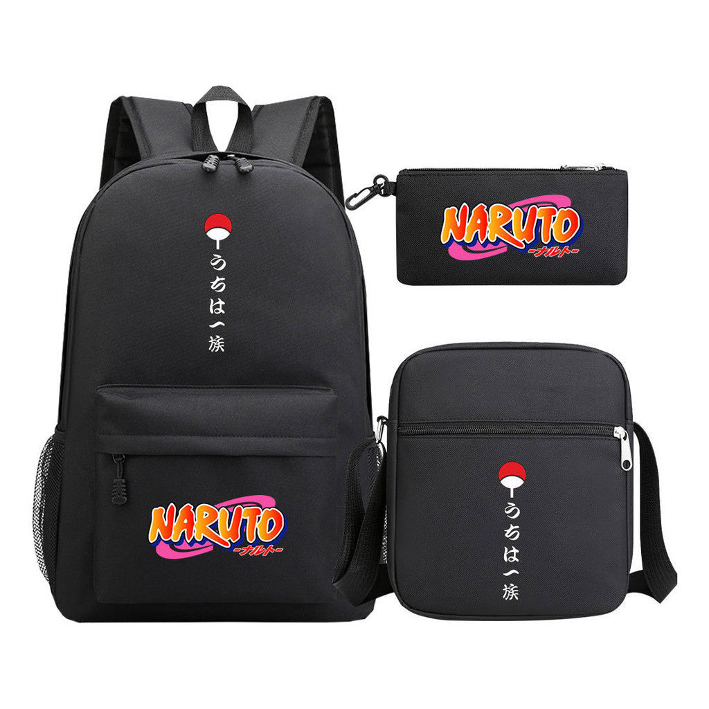 Anime Naruto Starry Sky Student School Bag Three Piece Set For Men And Women Backpack Set
