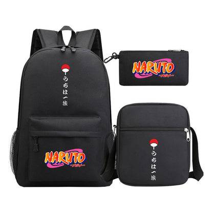 Anime Naruto Starry Sky Student School Bag Three Piece Set For Men And Women Backpack Set