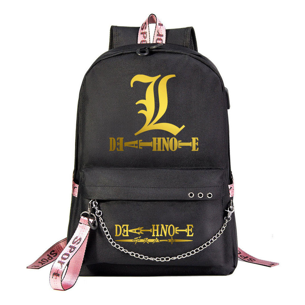 Golden Death Note Death God Usb Youth Student School Bag Leisure Travel Backpack