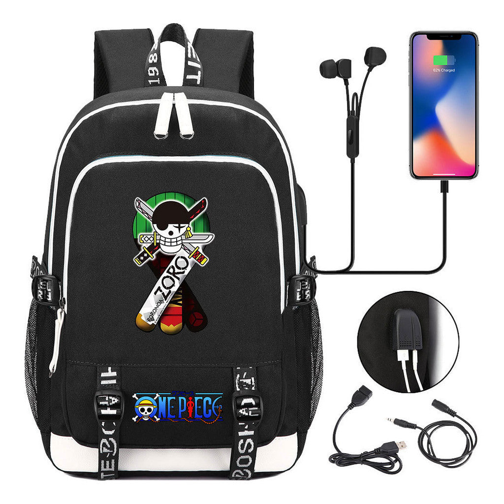 Pirate King Lufei Youth Student School Bag Usb Men's And Women's Leisure Backpack