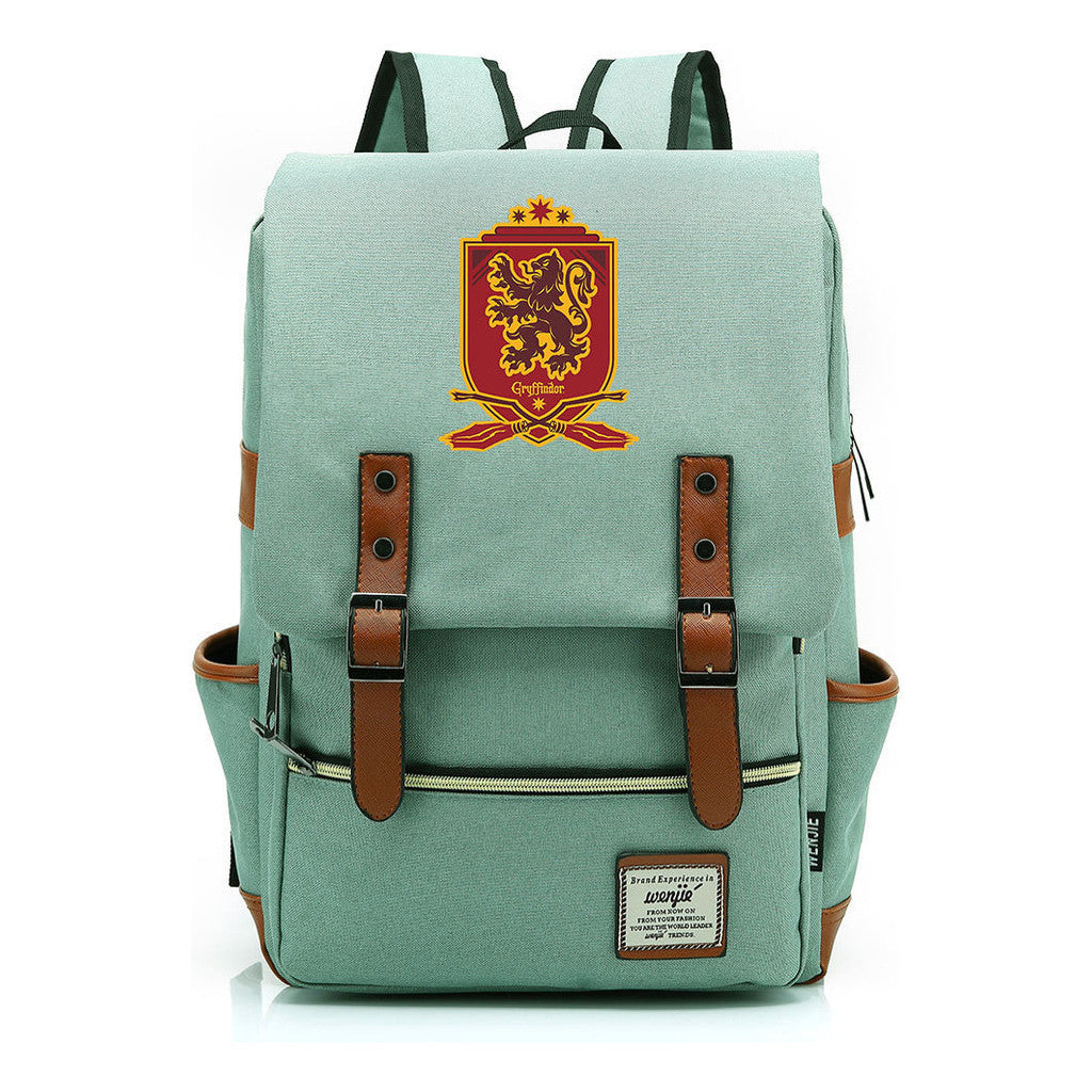 School Of Witchcraft And Wizardry Printed Youth Student Backpack For Men And Women, Casual Belt Buckle, Classic Backpack