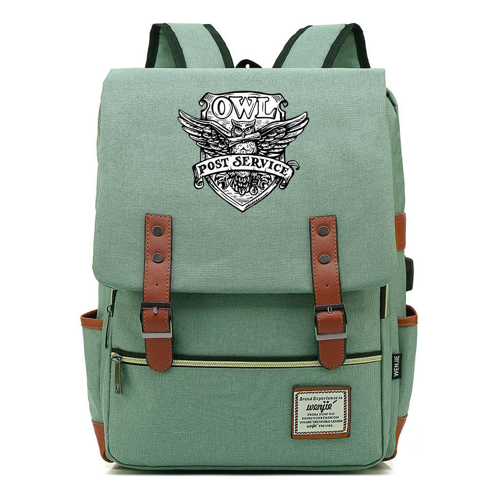 School Of Witchcraft And Wizardry Youth Student Backpack Usb Men's And Women's Leisure Belt Buckle Backpack