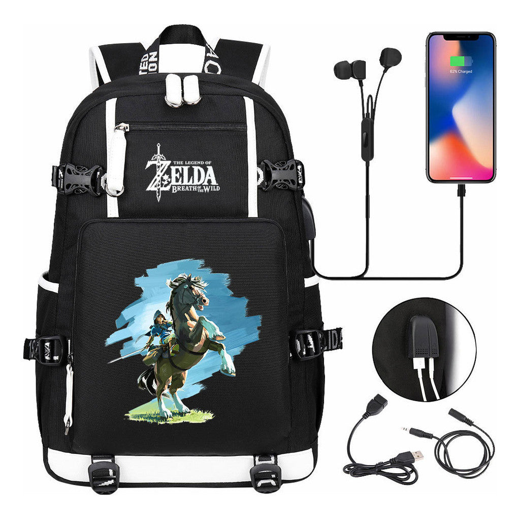Legend Of Zelda Usb Earphones, Youth Backpacks, Men's And Women's Leisure Travel Backpacks