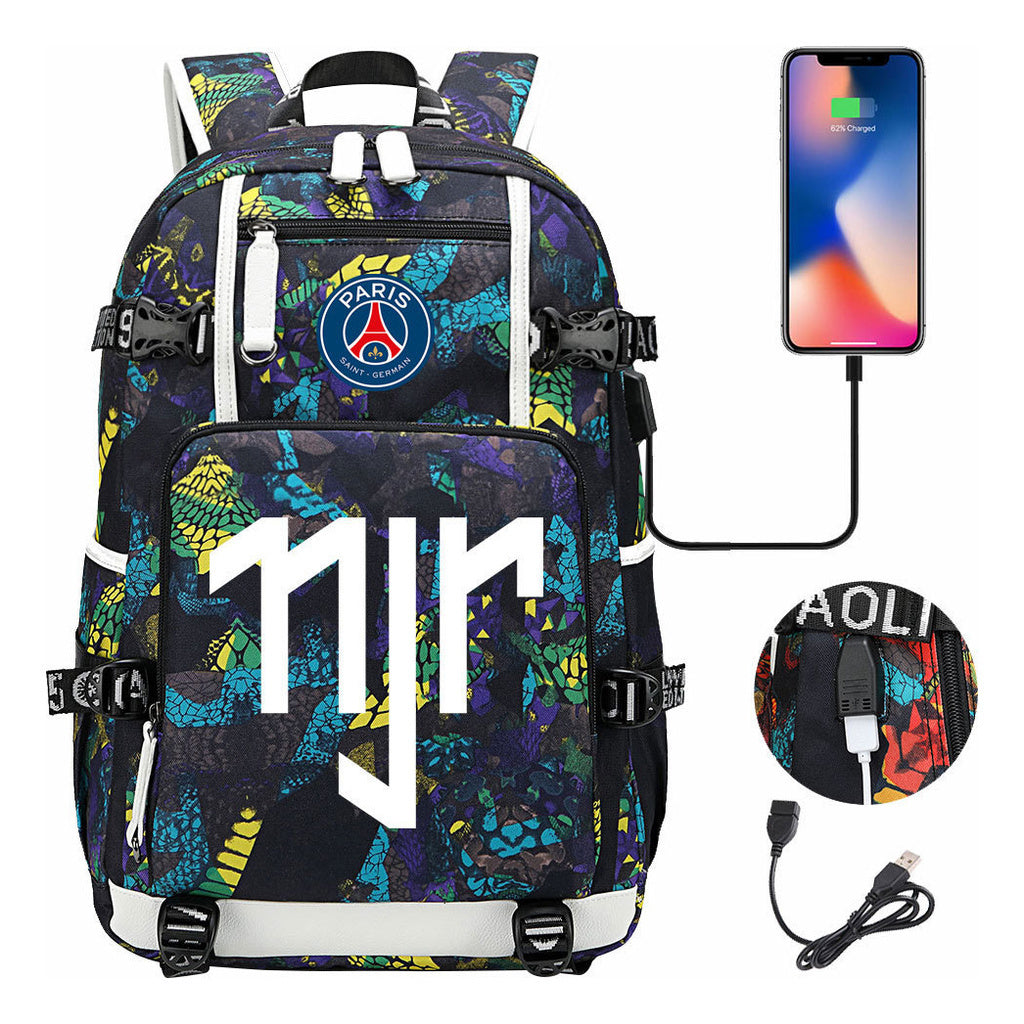 Football Star Neymar Printed Youth Student Backpack With Large Capacity