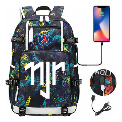 Football Star Neymar Printed Youth Student Backpack With Large Capacity