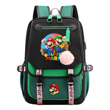 Super Mario Printed Usb Backpack Casual Woven Strap Flip Back Backpack