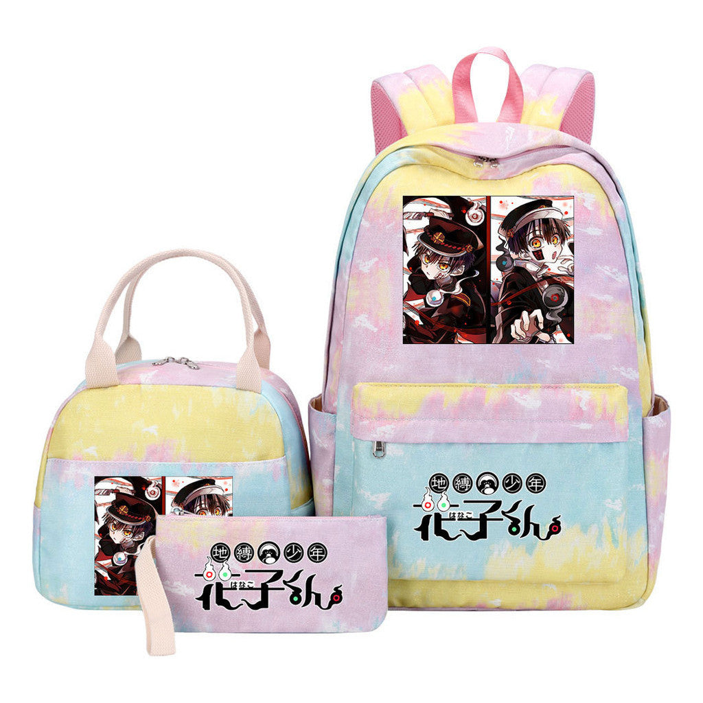 Ground Bound Youth Huazijun Student Girls School Bag Lunch Bag Three Piece Set Backpack Set