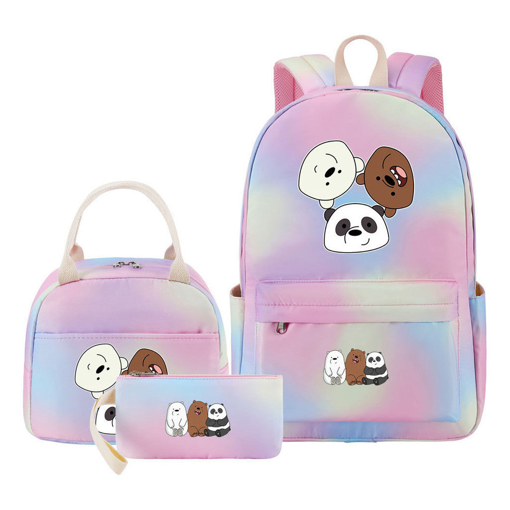 Cartoon Cute Three Cheap Bear Student Backpack Lunch Bag Three Piece Set Backpack Set