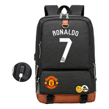 Football Star Cristiano Ronaldo Printed Usb Student Backpack For Leisure Travel Backpack