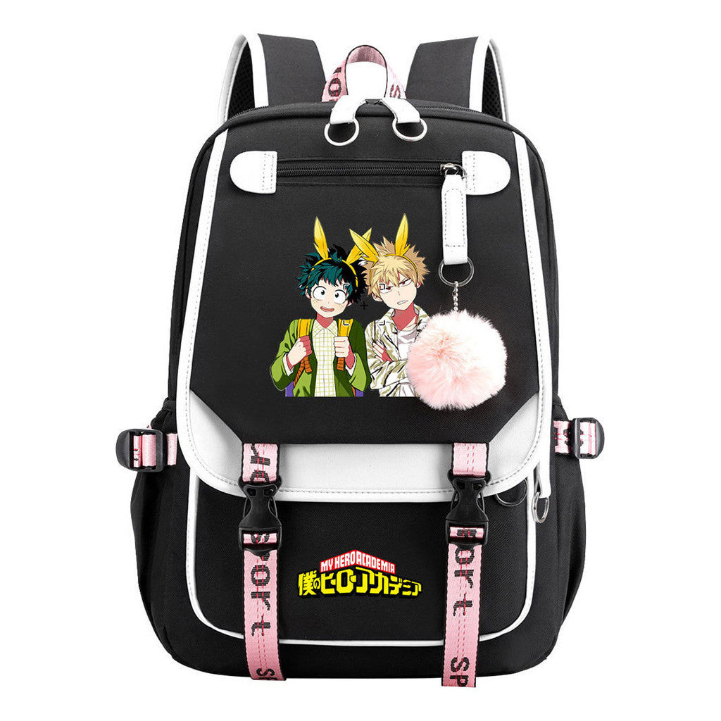My Heroes Academy Usb Student Backpack, Casual Woven Strap Flip Back Backpack