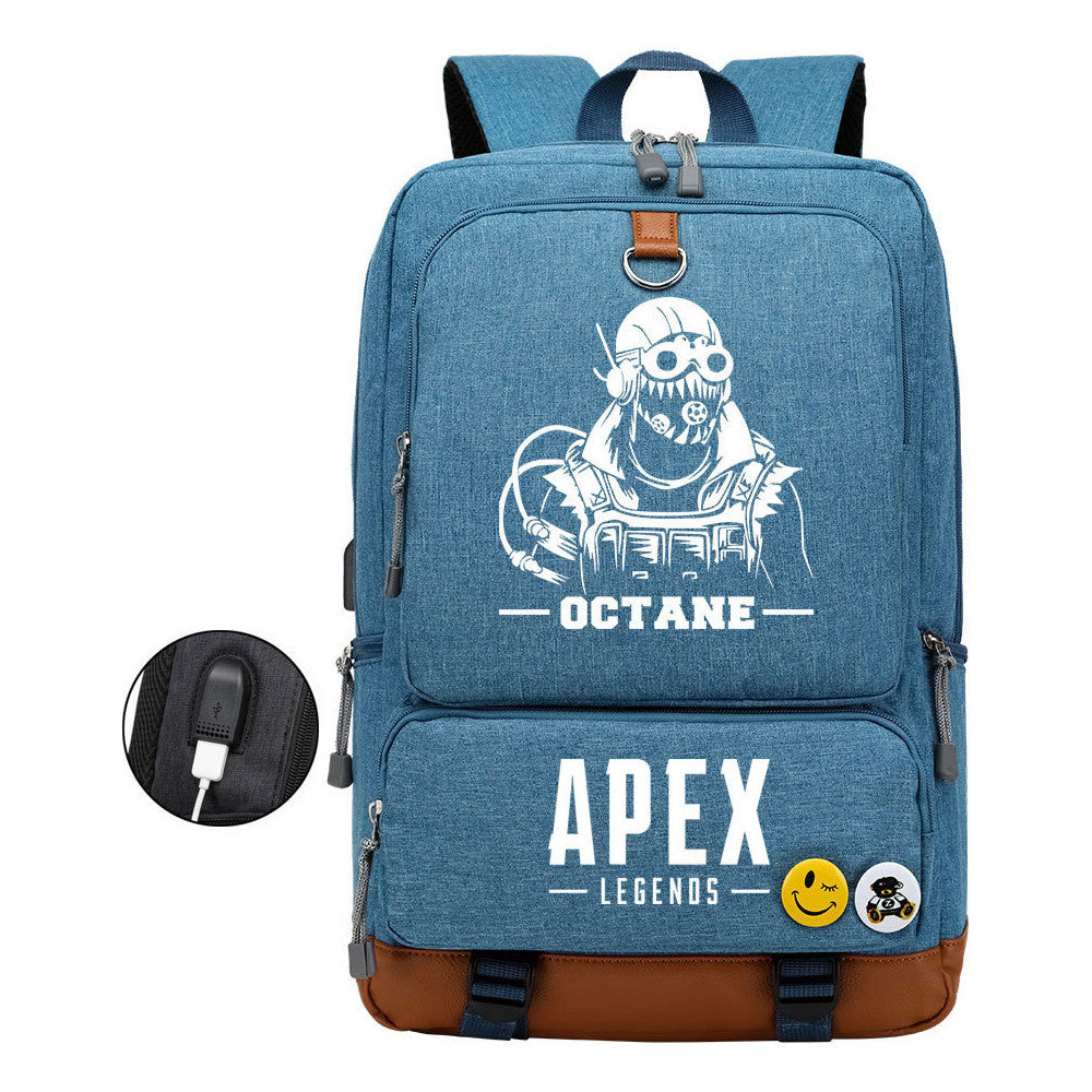 Apex Hero Print Usb Student Backpack Travel Backpack