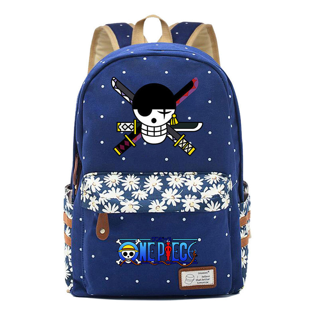 Anime Pirate Wang Lufei Printed Student School Bag Fragmented Flower Leisure Backpack