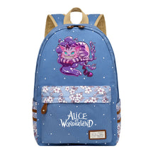 Anime Cartoon Cheshire Cat Print Student Backpack, Floral Casual Backpack