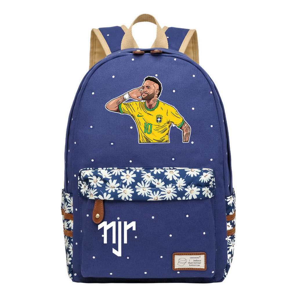 Football Star Neymar Printed Youth School Backpack For Primary And Secondary School Students, Fashionable And Casual Backpack