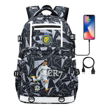 Football Star Cristiano Ronaldo Printed Usb Youth Student Backpack For Men And Women, Backpack For Leisure Travel
