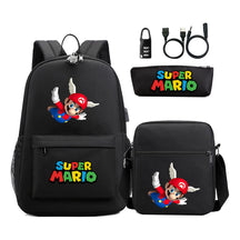 Super Mario Usb Password Lock Youth Student Backpack 3-piece Set For Men And Women Backpacks