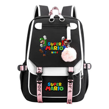 Super Mario Printed Usb Youth Student Backpack For Men And Women With Casual Woven Strap Flap Backpack