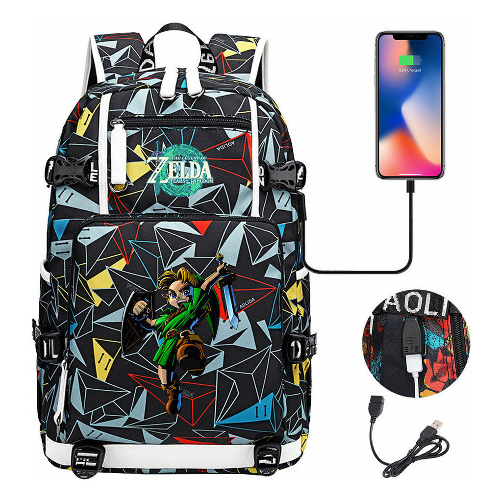 Game Zelda Legend Printed Youth Student Backpack For Men And Women With Large Capacity Leisure Travel Backpack