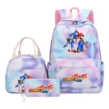 Super Mario Student Girls School Bag Lunch Bag Three Piece Backpack Set