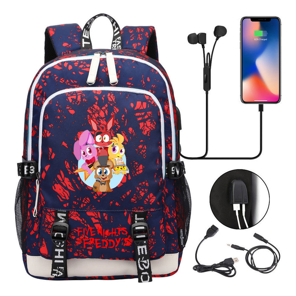 Toy Bear Game Peripheral Print Usb Youth Student Backpack For Men And Women Leisure Backpack