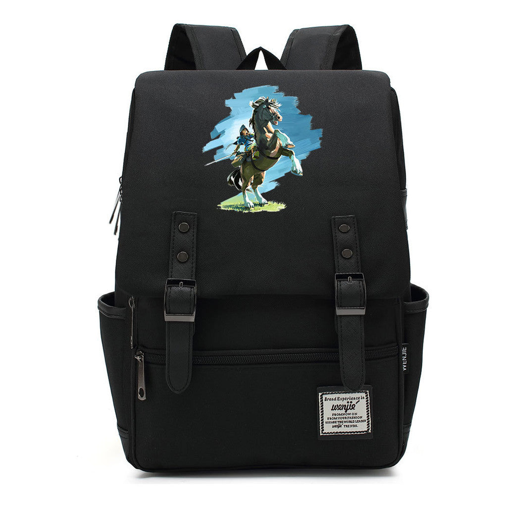 Game Zelda Printed Youth Student Backpack For Men And Women, Casual Belt Buckle, Classic Backpack