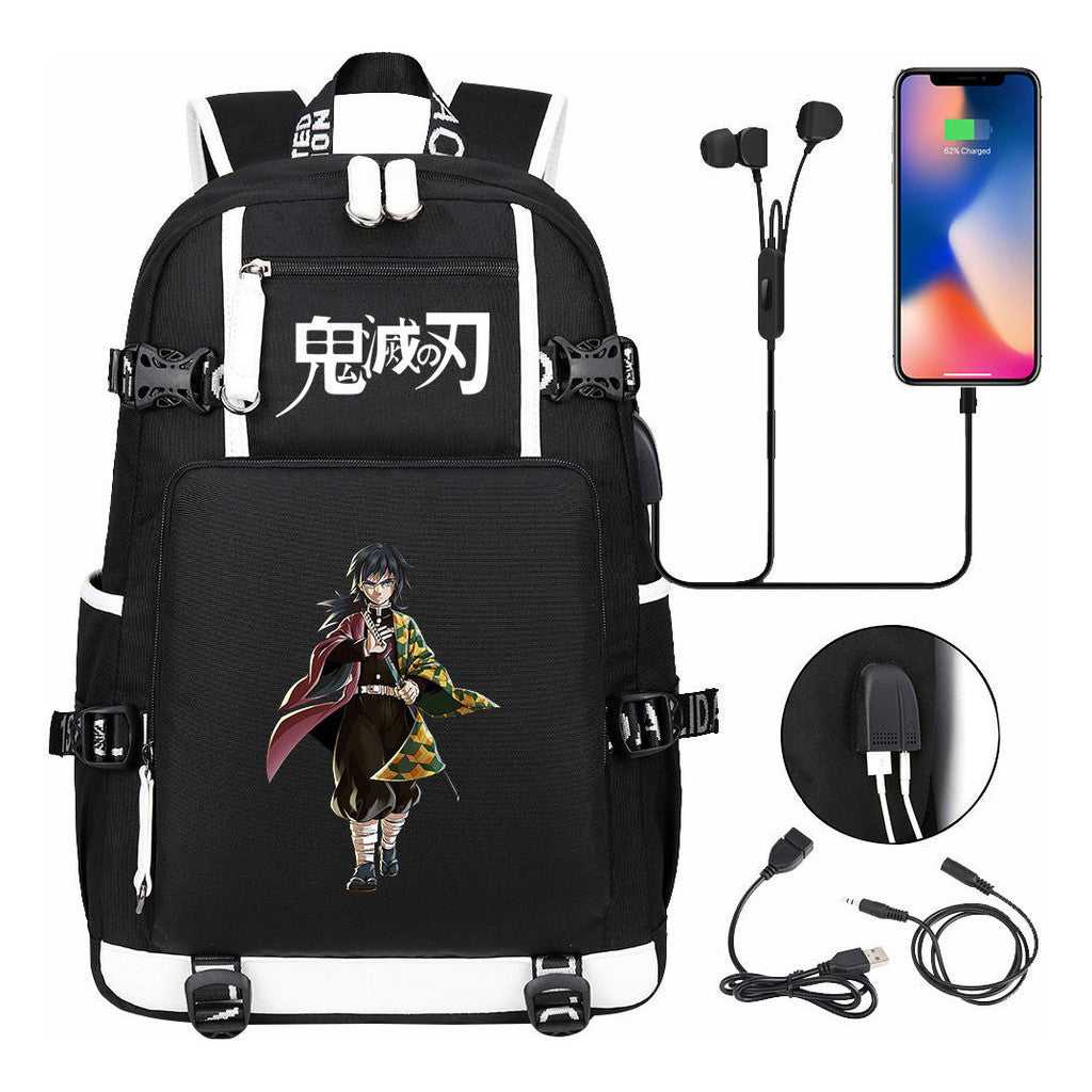 Cartoon Printed Usb Large Capacity Youth Student Backpack For Men And Women's Leisure Travel Backpack