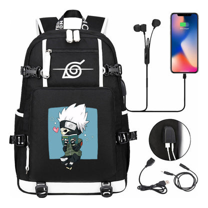 Naruto Usb Large Capacity Youth Student Backpack For Men And Women's Leisure Travel Backpack