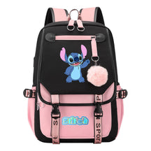Interstellar Baby Stitch Usb Youth Backpack For Men And Women, Casual Woven Strap Flip Back Backpack