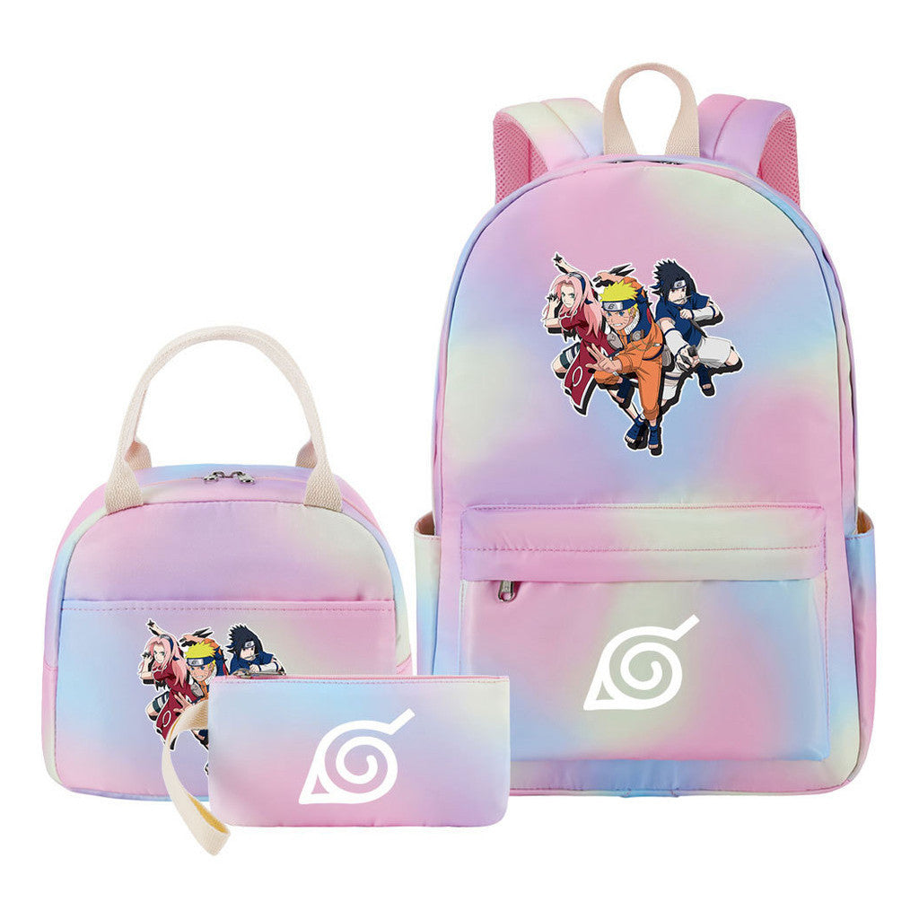 Naruto Student Girl Backpack Lunch Bag Three Piece Set Backpack Set