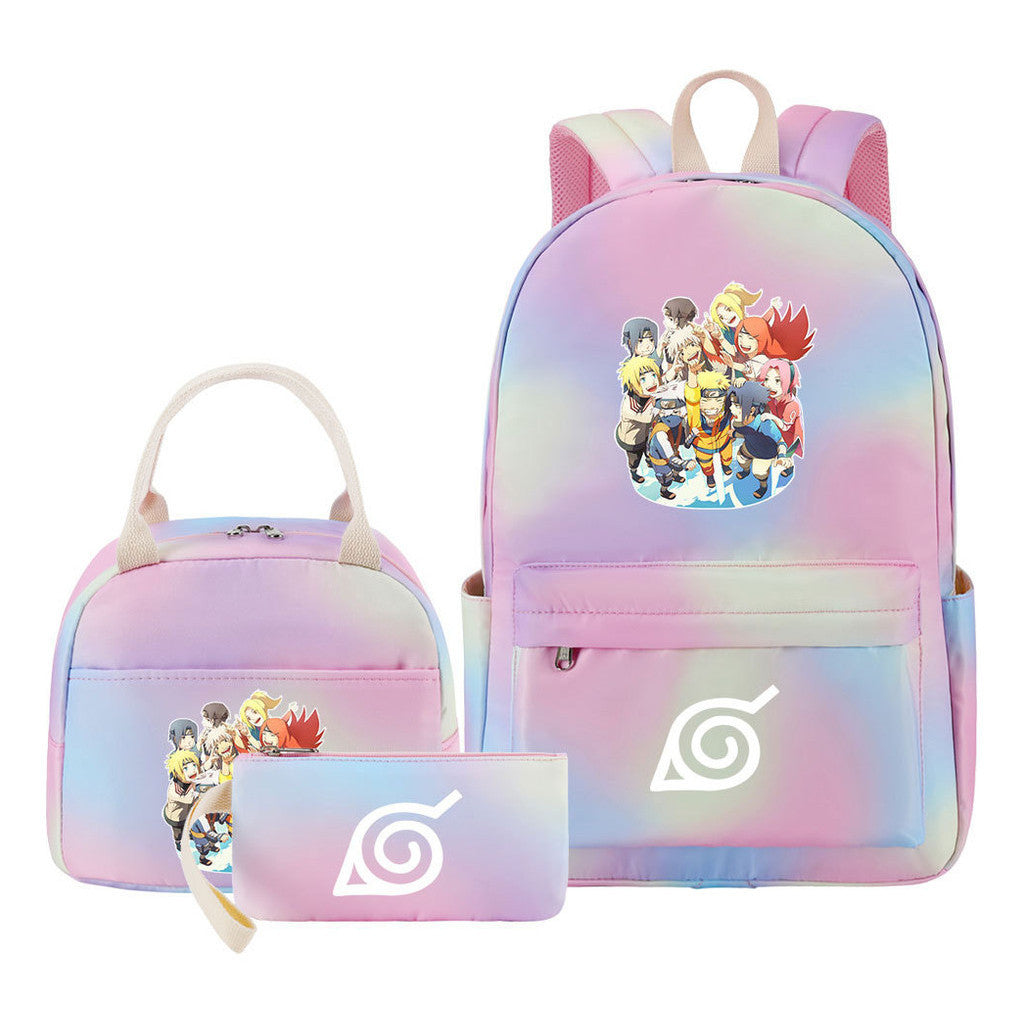 Naruto Student Girl Backpack Lunch Bag Three Piece Set Backpack Set