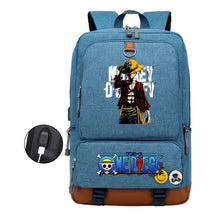 Cartoon Pirate King Print Usb Youth Backpack For Boys And Girls Leisure Travel Backpack