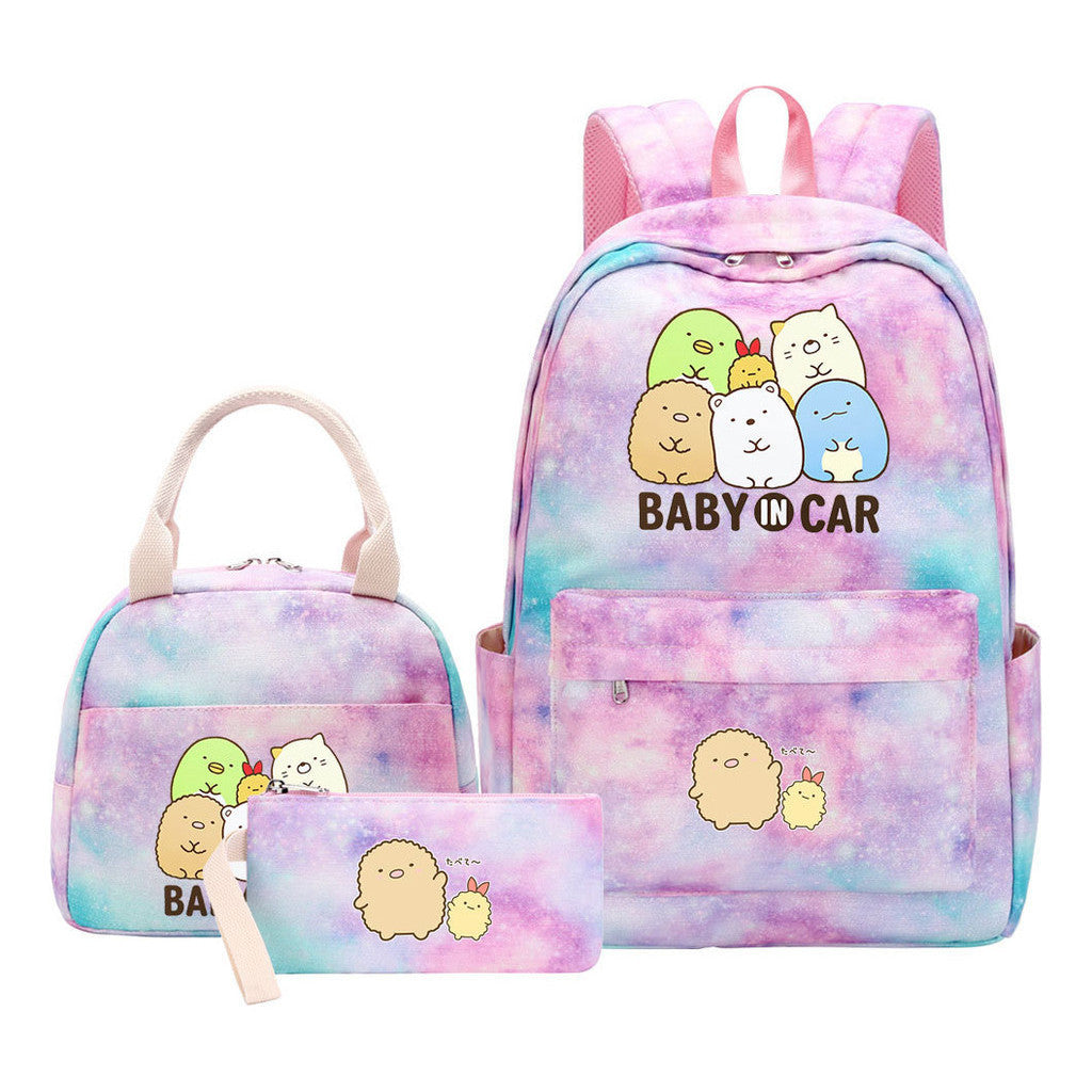 Game Corner Biology Youth Student Girls School Bag Lunch Bag Three Piece Set Backpack Set