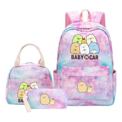Game Corner Biology Youth Student Girls School Bag Lunch Bag Three Piece Set Backpack Set