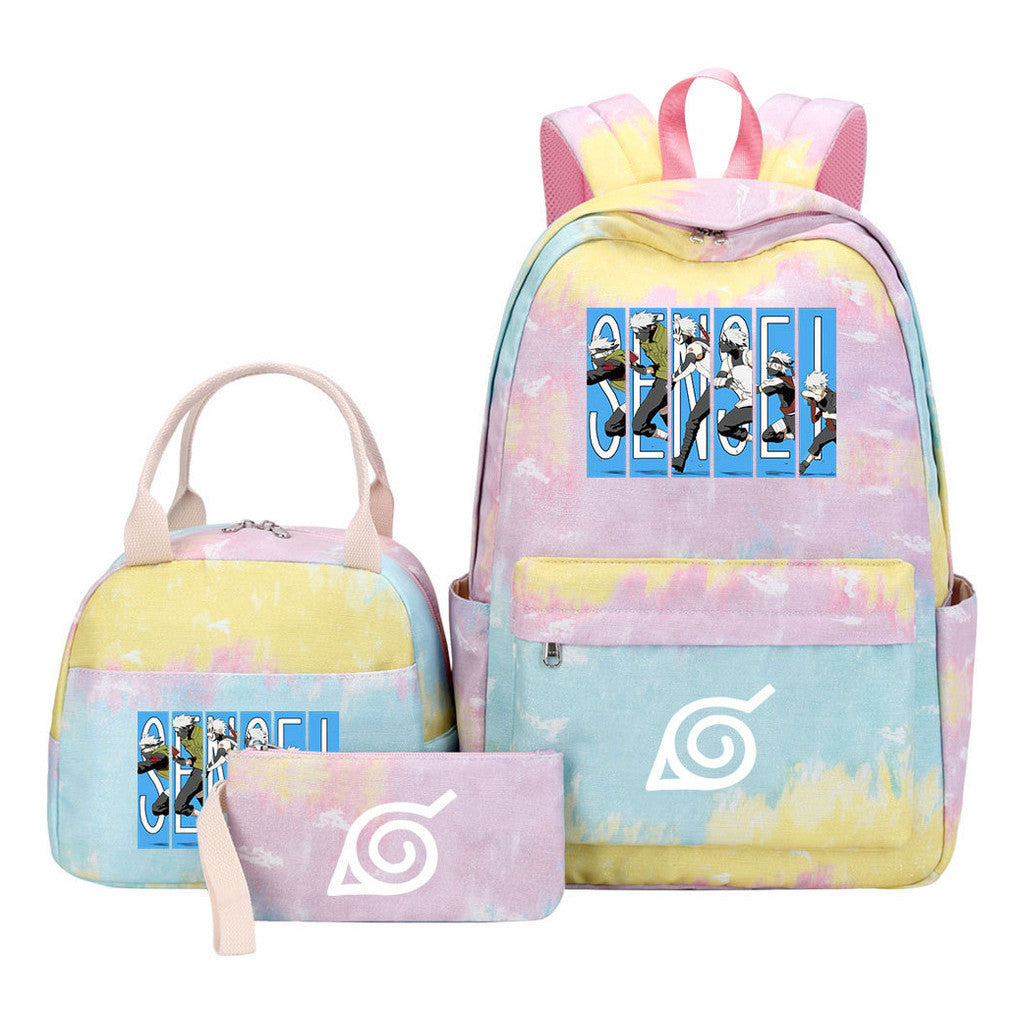 Naruto Youth Student School Bag Lunch Bag Three Piece Set Backpack Set