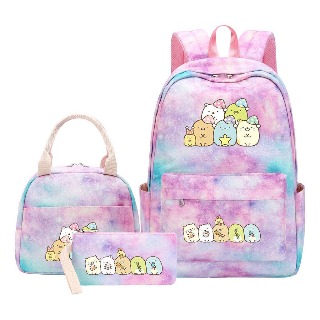 Game Corner Biology Student Girls School Bag Lunch Bag Three Piece Set Backpack Set