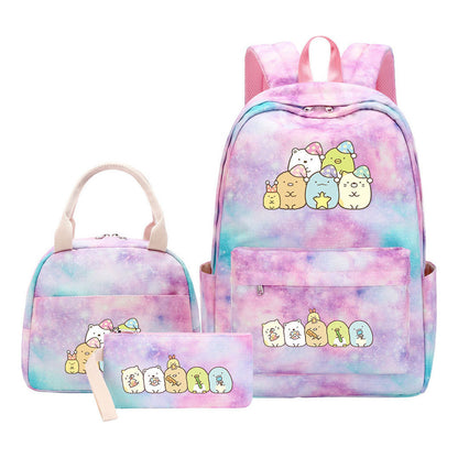 Game Corner Biology Student Girls School Bag Lunch Bag Three Piece Set Backpack Set
