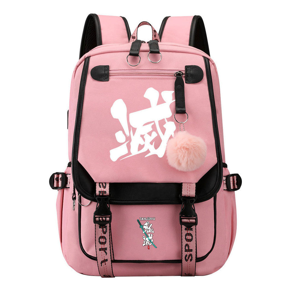 Cartoon Fashion Usb Youth Middle School Backpack For Boys And Girls Casual Woven Strap Flip Back Backpack