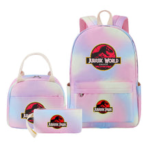 Jurassic Park Dinosaur Youth Student Girls School Bag Lunch Bag Three Piece Set Backpack Set