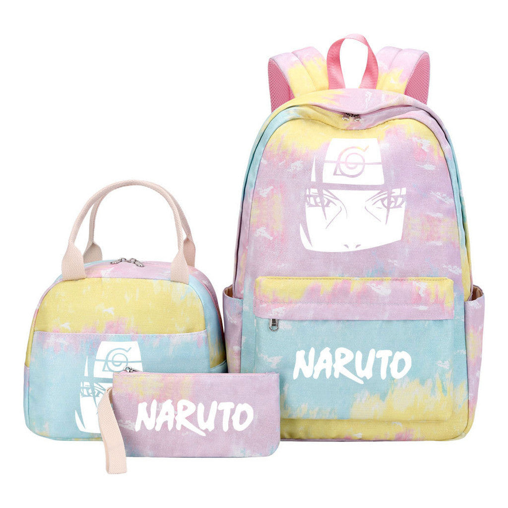 Naruto Teenage Student Girls School Bag Lunch Bag Three Piece Set Backpack Set
