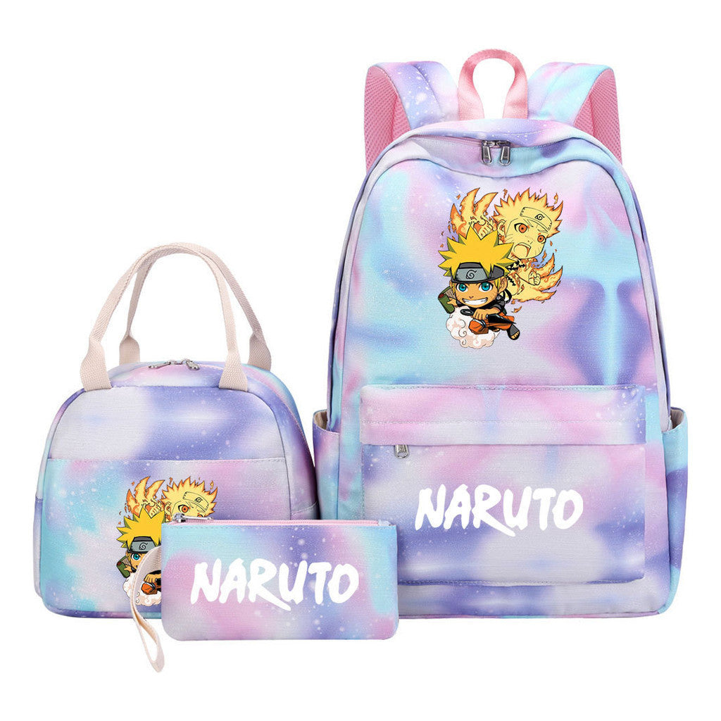 Naruto Teenage Student Girls School Bag Lunch Bag Three Piece Set Backpack Set